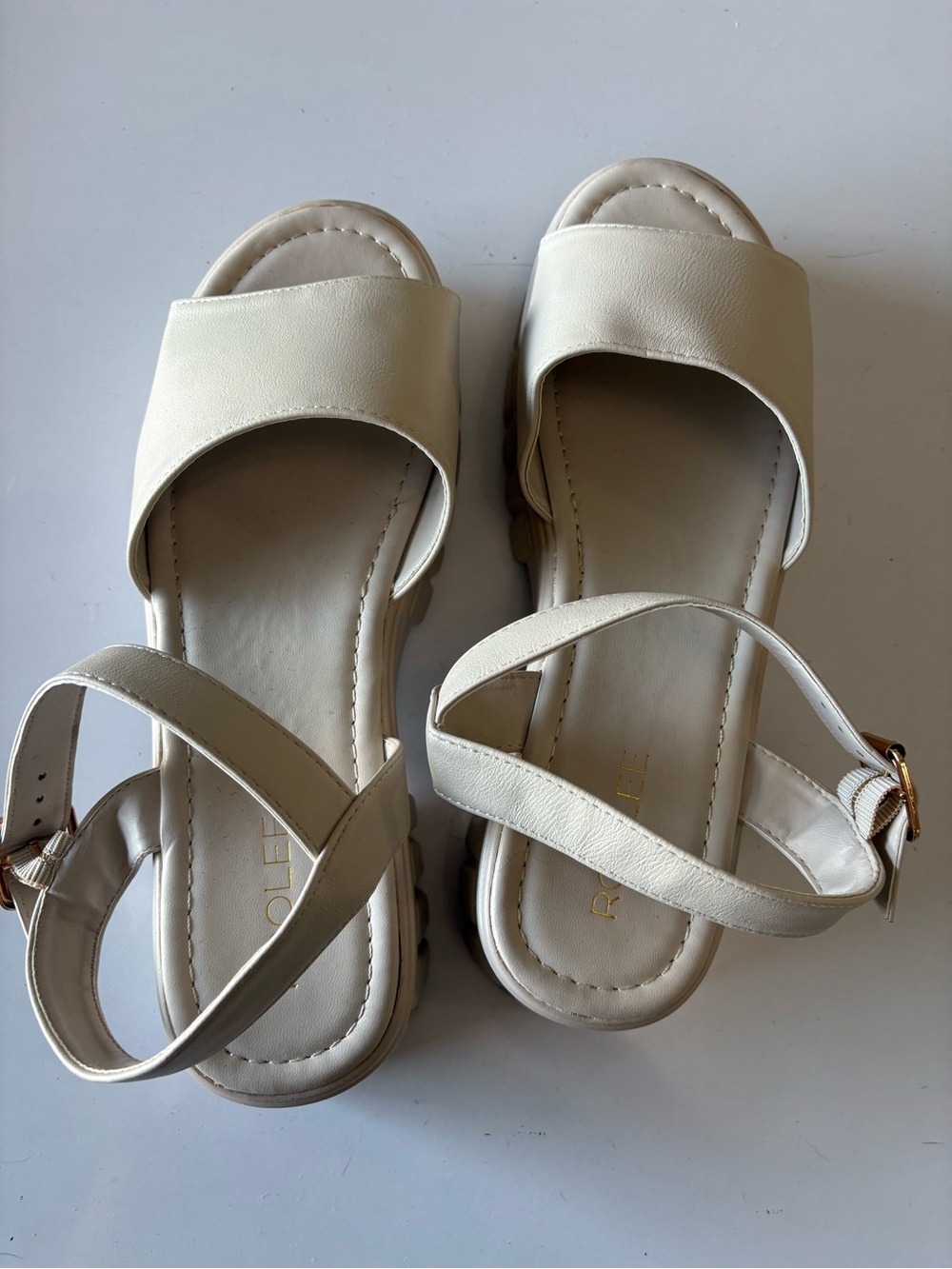 Roolee Cream Open-Toe Platform Sandals